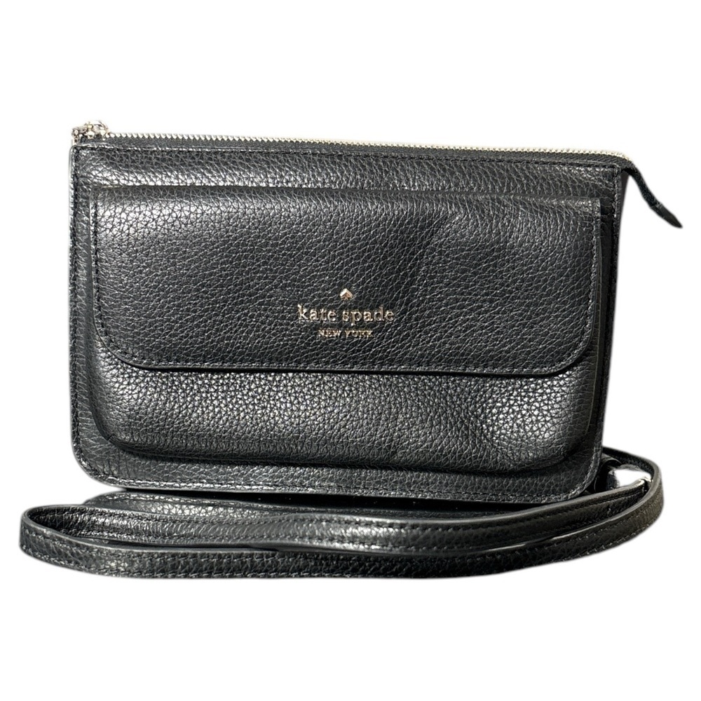 NWOT Kate Spade Leila Black Pebbled Leather Crossbody Bag Small Purse K8284